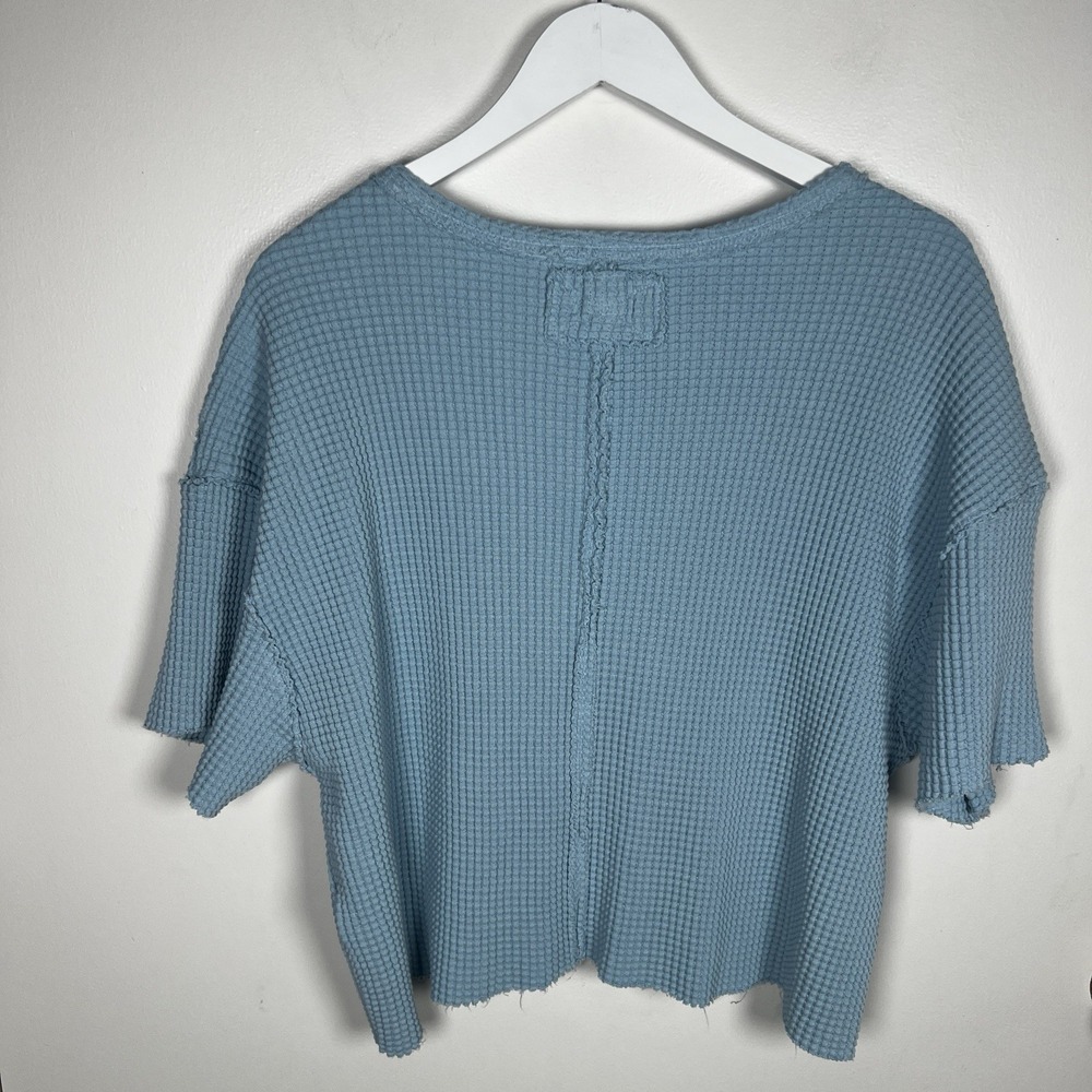 Pilcro Anthropologie Light Blue Short Sleeve Scoop Neck Thick Waffle Tee Small - Picture 3 of 8